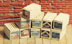 Assorted closed crates with labels